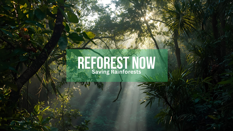 Logo for reforest now, a reforestation platform planting endangered rainforest trees to protect wildlife in australia.