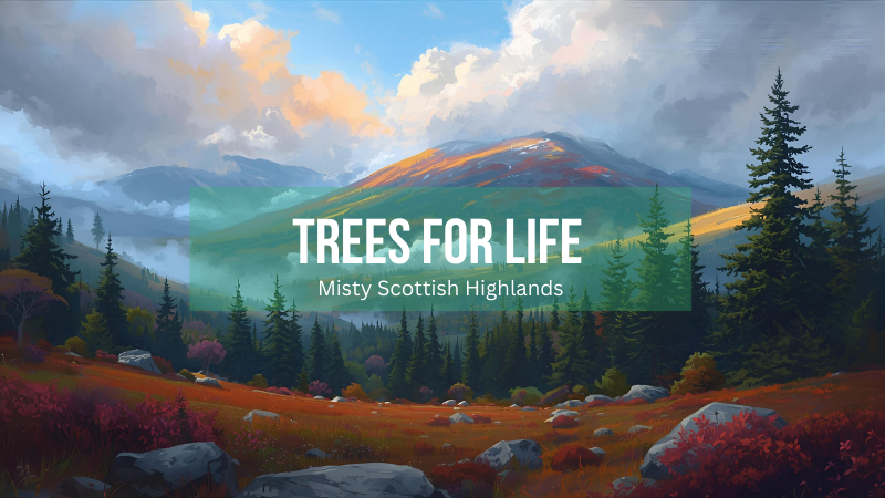 Logo for trees for life, a reforestation platform dedicated to rewilding the scottish highlands by planting native trees.