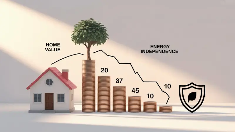 Infographic showing long-term savings, increased home value, and energy security from solar installation.