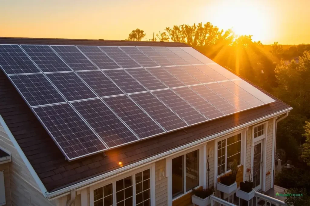 Modern home with solar panels illustrating residential solar energy installation