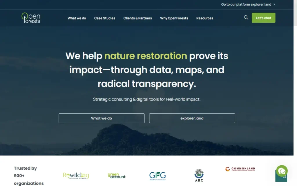 Opemforest reforestation website screenshot